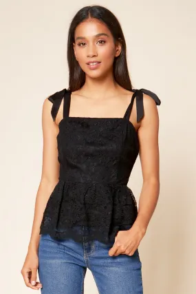 Arlene Tie Shoulder Lace Peplum Top