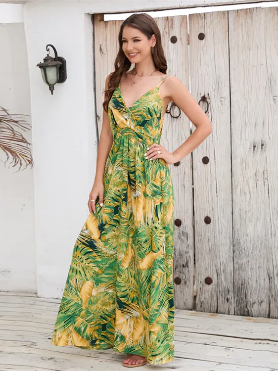 BerryBetty - Breeze Floral Print Spaghetti Strap Maxi Dress