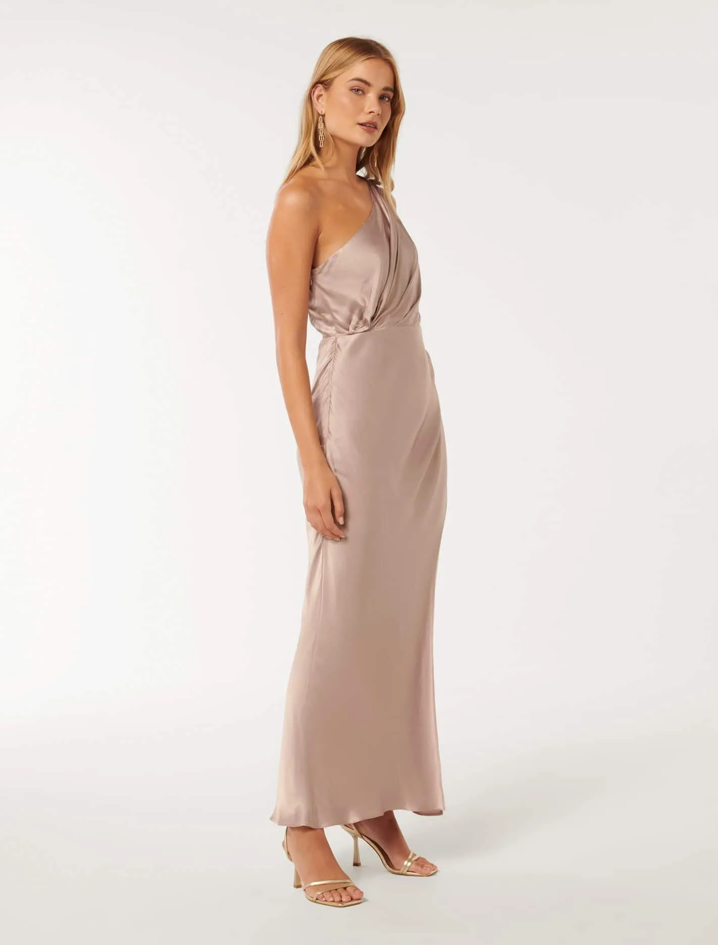 Emily One Shoulder Satin Maxi Dress