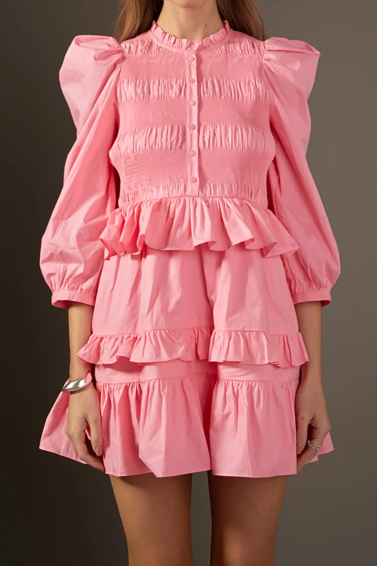 English Factory - Smocking Detail Mini Dress