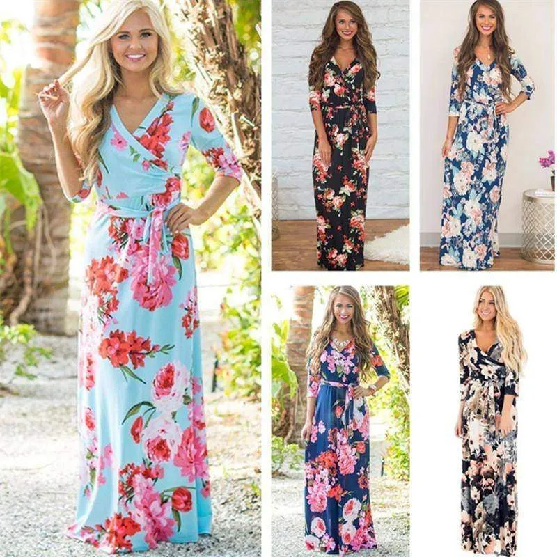 Floral Print Maxi Boho floral bohemian Dress (US 4-14)