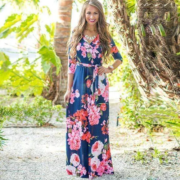 Floral Print Maxi Boho floral bohemian Dress (US 4-14)