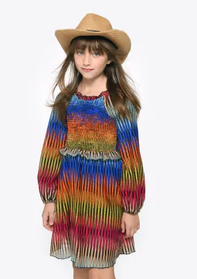 GBY Multi Color Smocked Bodice Dress