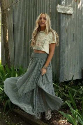 Graceful Lily Lace Maxi Skirt - Slate