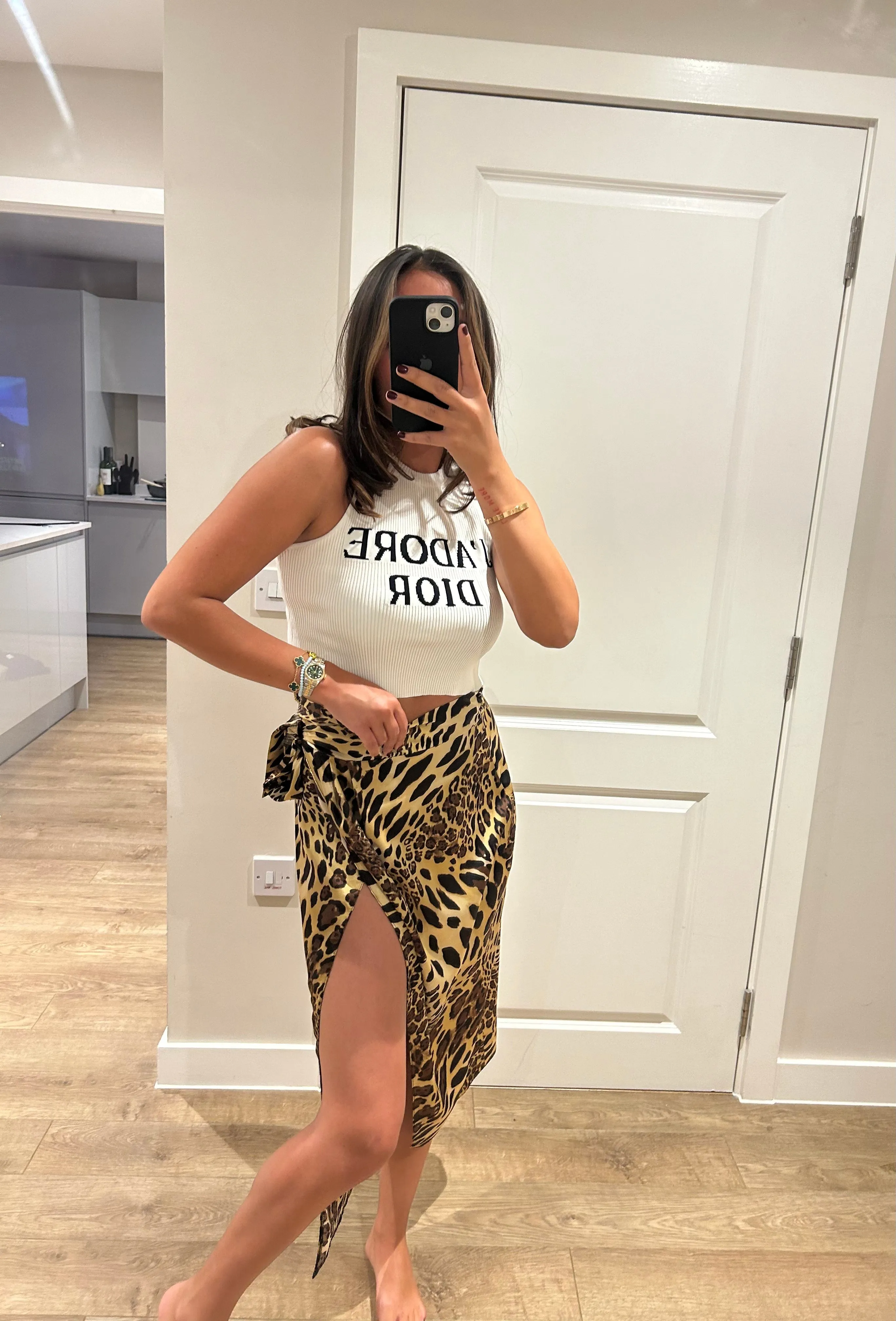 Leopard Satin Wrap Skirt