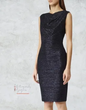 Reiss Alexei Navy Sparkly Lurex Sleeveless Bodycon Dress UK 12 US 8 EU 40  RRP £245