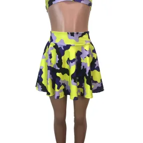 SALE - Skater Skirt - Purple/Yellow Camo