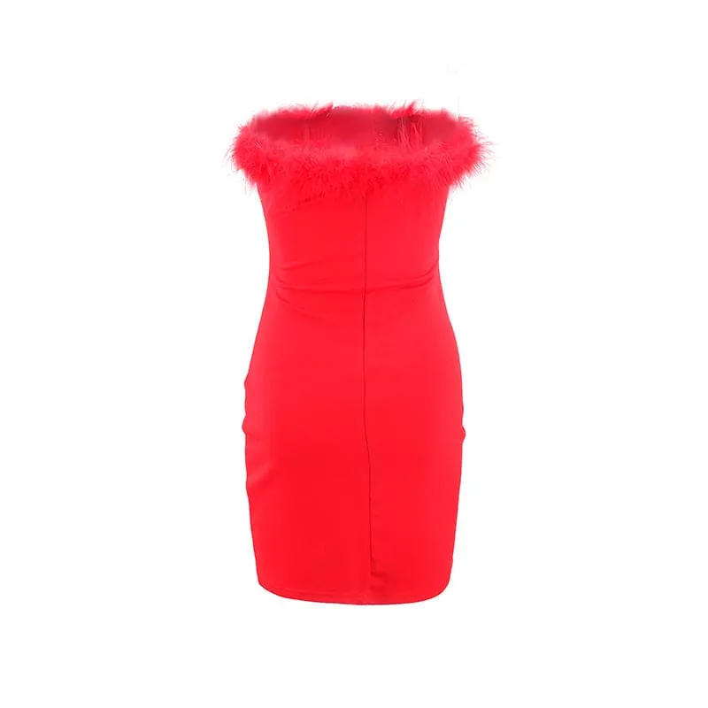 Sexy Women Clothing Ur Autumn Winter Tube Top Tassel Dress