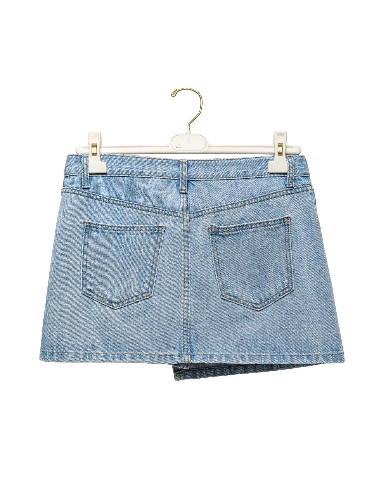 WASHED DENIM WRAP SKIRT