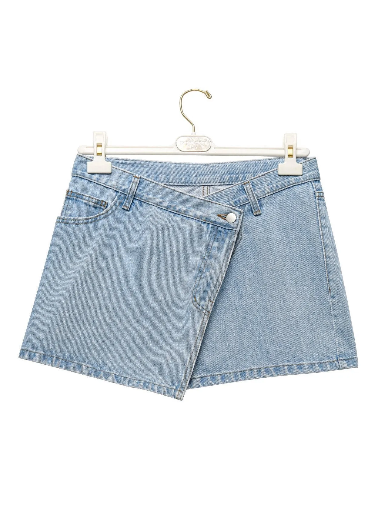 WASHED DENIM WRAP SKIRT