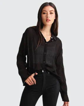 Yoko Shirred Chiffon Blouse  - Black